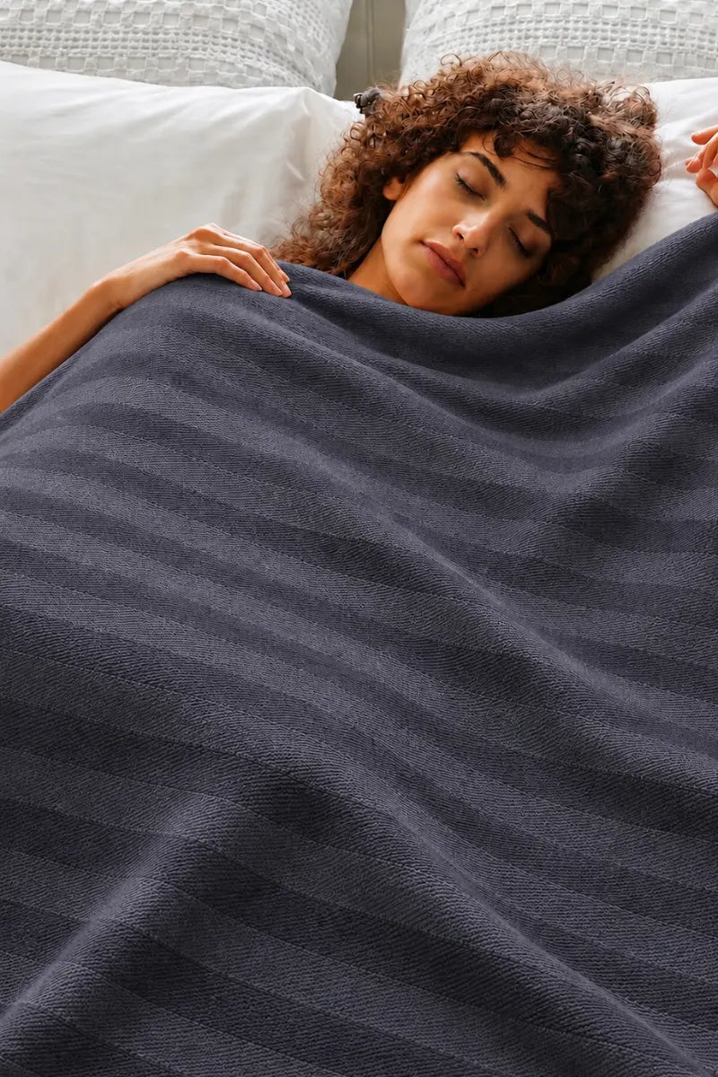 Gray Thermal Cotton Blanket – Chevron Texture