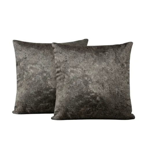 Antique Silver Textured Velvet Cushion – Luxury Feel & Hidden Zip (Pack of 2)