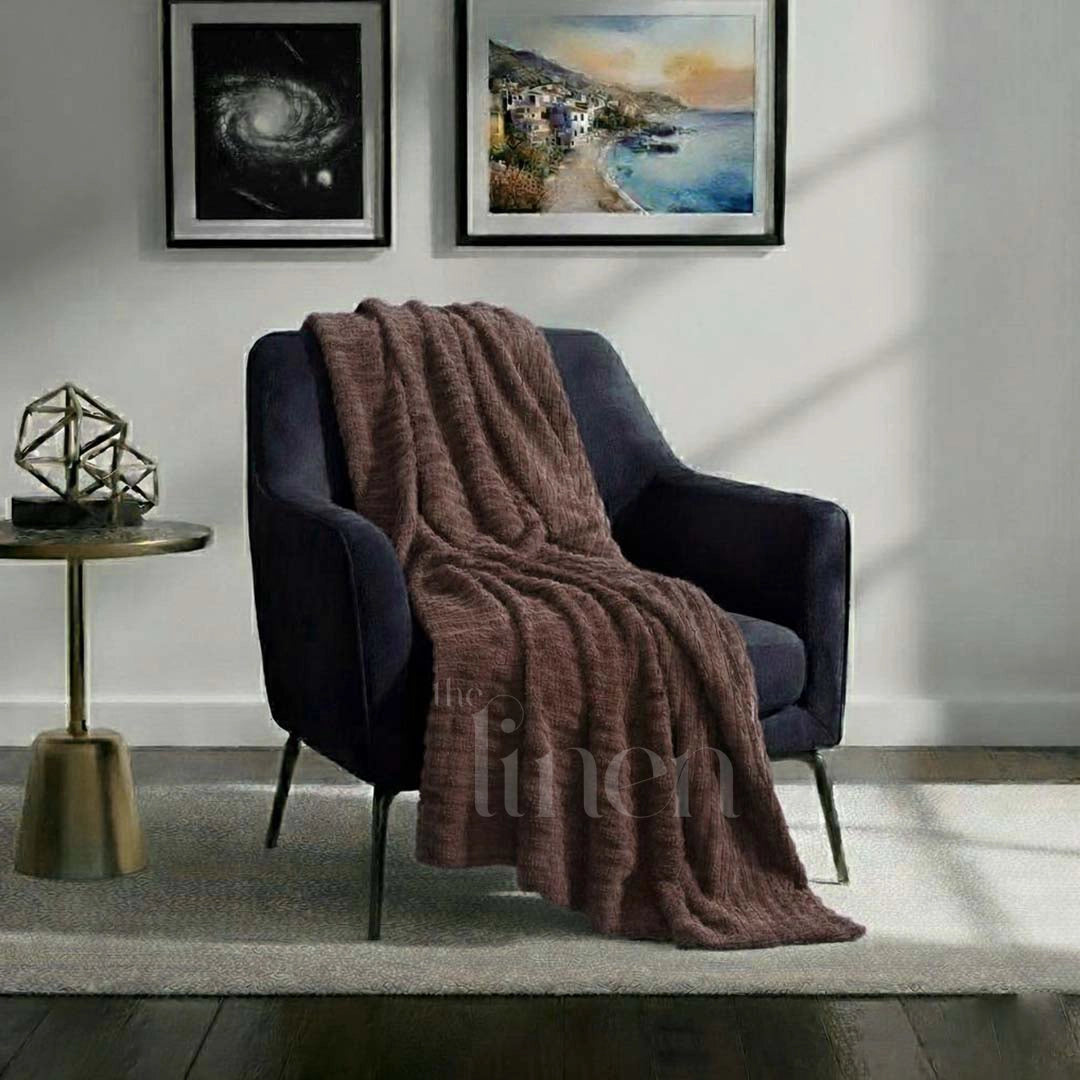 Dark Brown Textured Plush Blanket