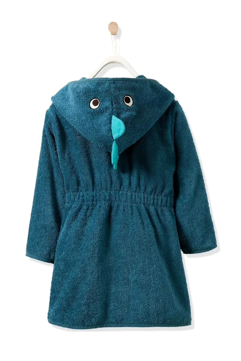 Dinosaur Hooded Kids Bathrobe – Dark Blue (Ages 4 to 10)