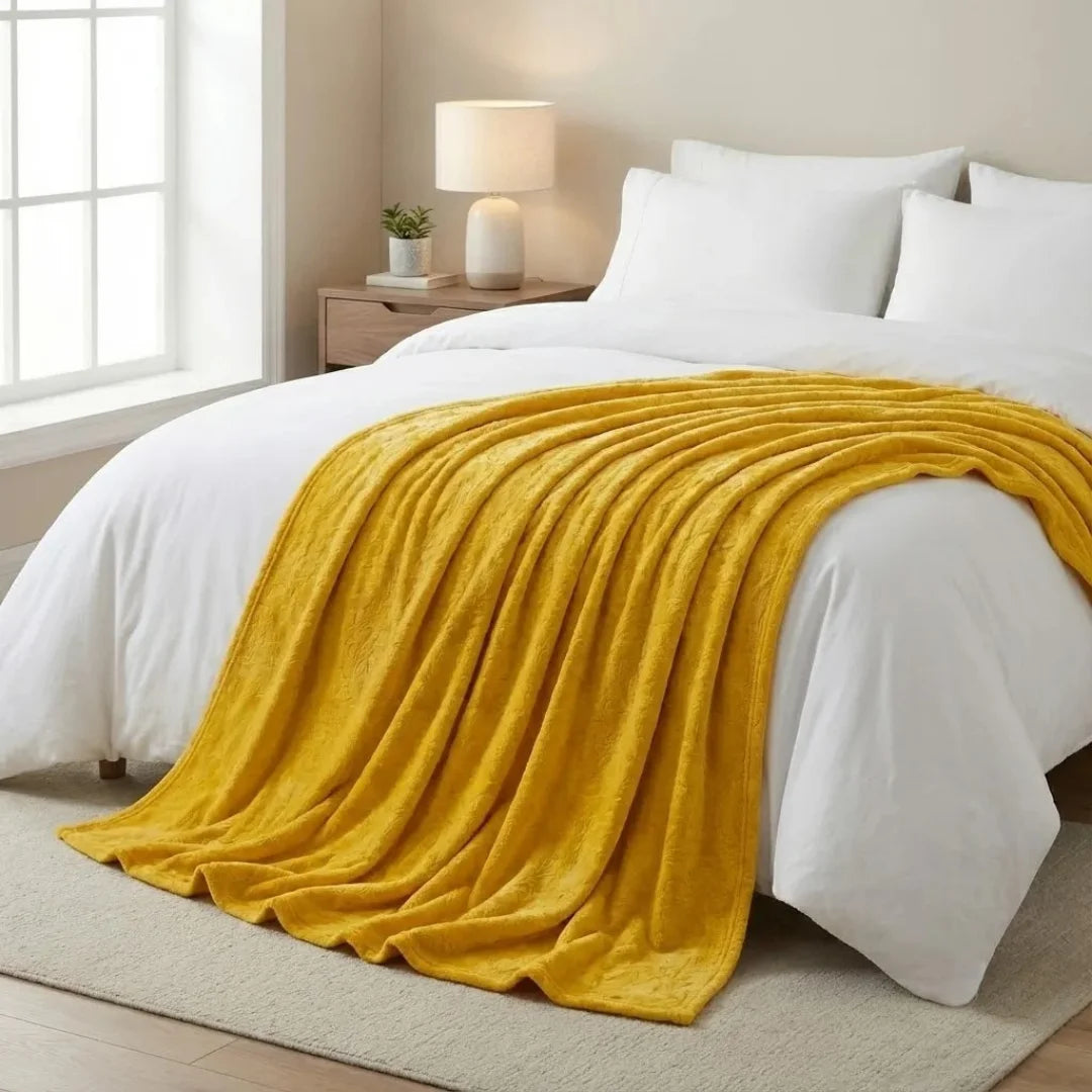 Lemon Yellow Embossed Blanket