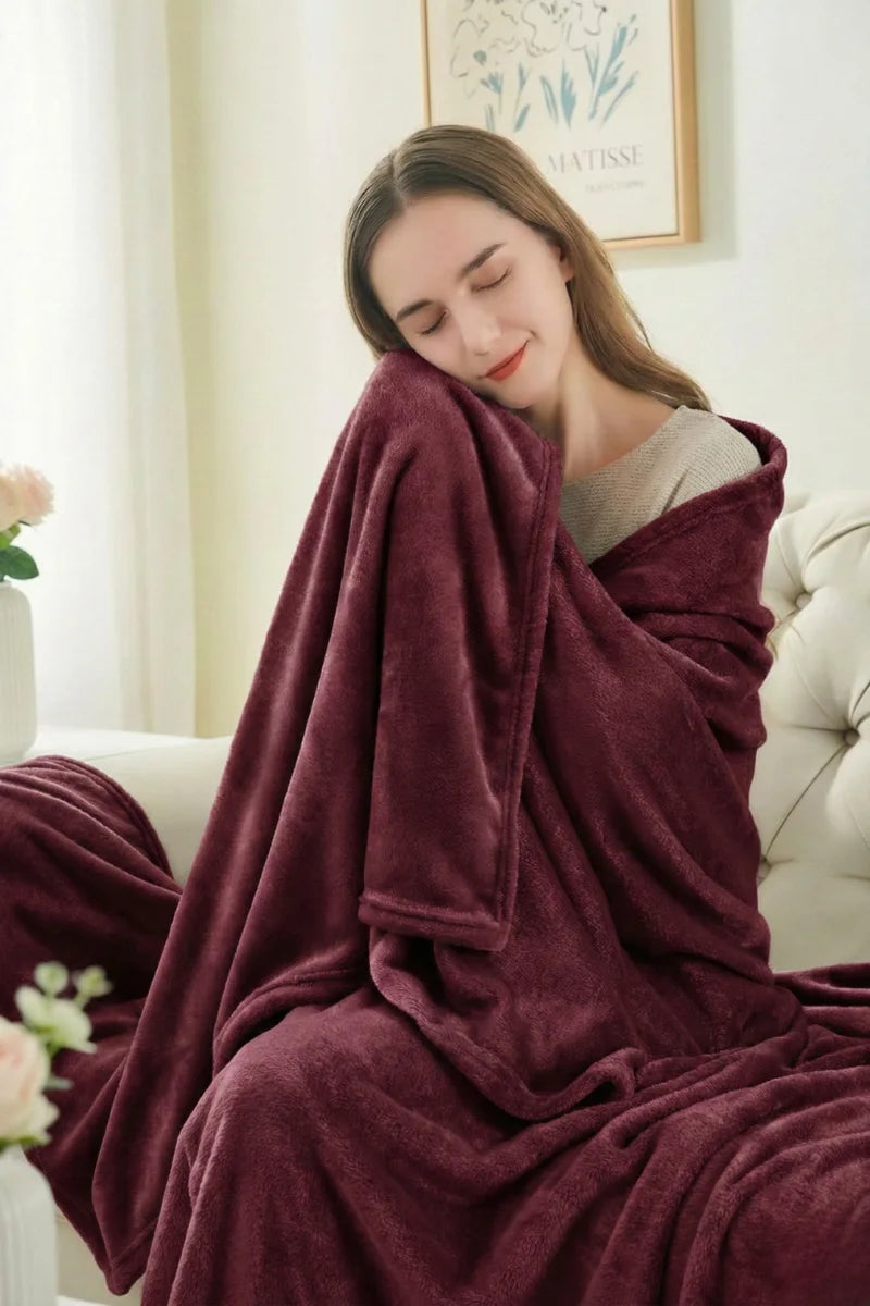 Maroon Fleece Throw Blanket