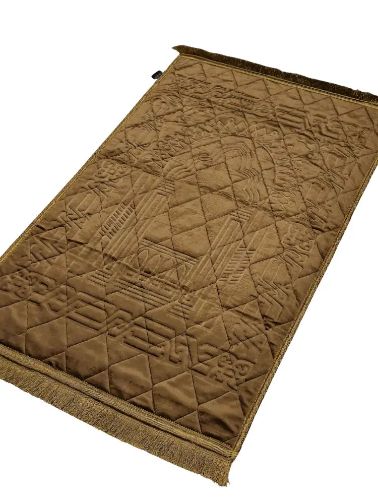 Luxury Velvet Embossed Prayer Mat (Brown)