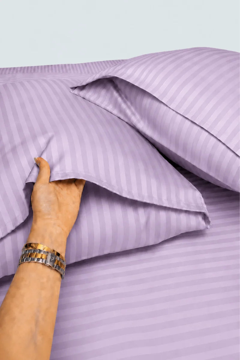 Lavender Stripe Fitted Bedsheet - King Size
