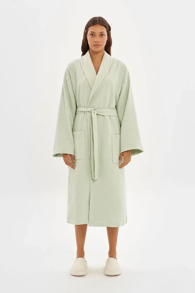 Luxurious 100% Pure Cotton Waffle Bathrobe – Soft, Absorbent & Breathable Comfort