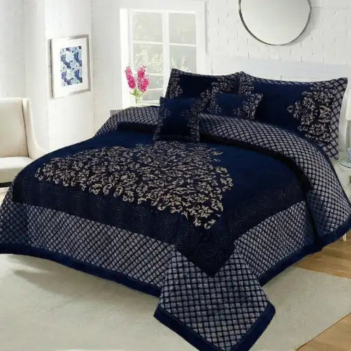 Premium Fomi Four Border Jacquard Bed Sheet Set – 4 Pcs: 1 Fomi Bed Sheet, 2 Pillow Covers, 1 Cushion Cover