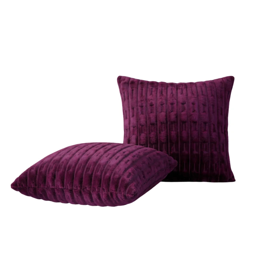 Deep Magenta Embossed Fleece Texture Cushion – Rich Texture & Hidden Zip (Pack of 2)