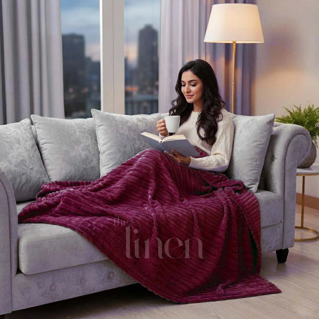 Plum Magenta Textured Plush Blanket