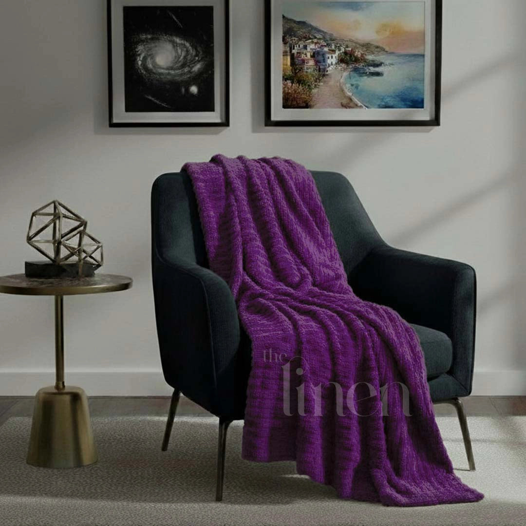Deep Purple Textured Plush Blanket