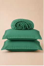 Sage Green Solid 3-Piece Bedsheet Set