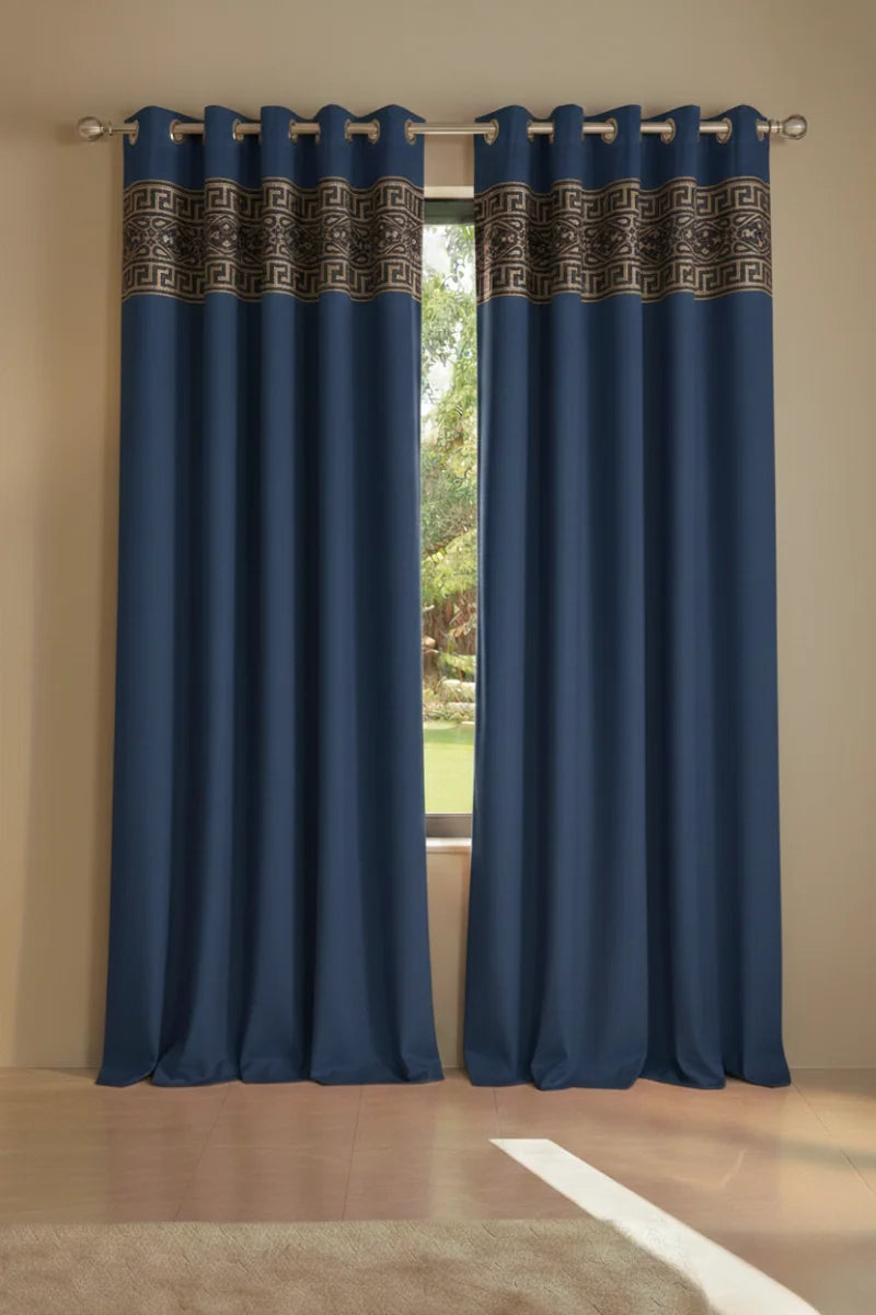 Navy Blue Elegant Velvet Curtains Set of 2 for Home Décor