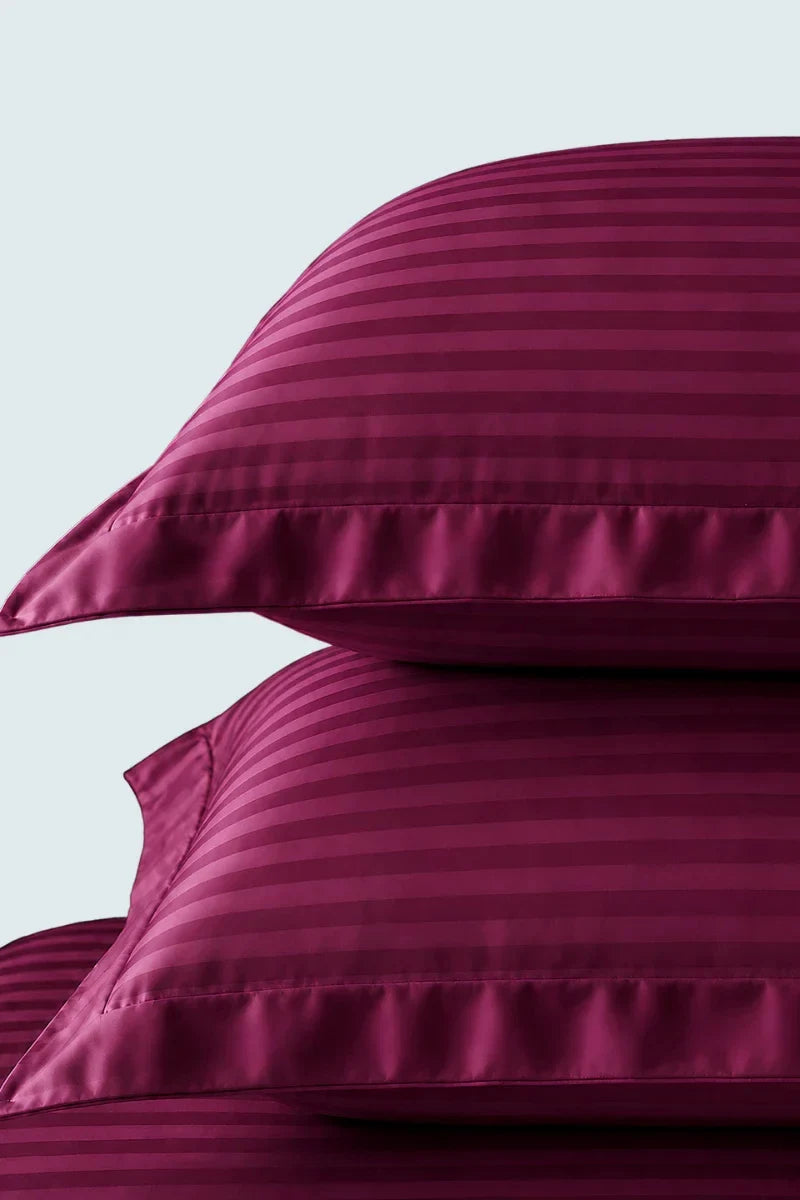 Magenta Purple Stripe Fitted Bedsheet - King Size