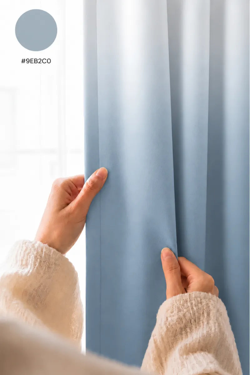 Misty Blue (#9EB2C0) Dip-Dye Ombre Velvet Curtains – Set of 2 Panels