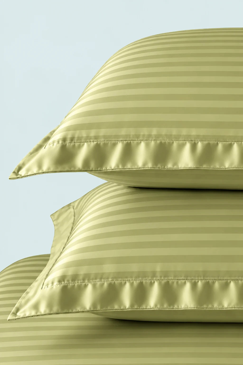 Light Olive Green Stripe Fitted Bedsheet - King Size