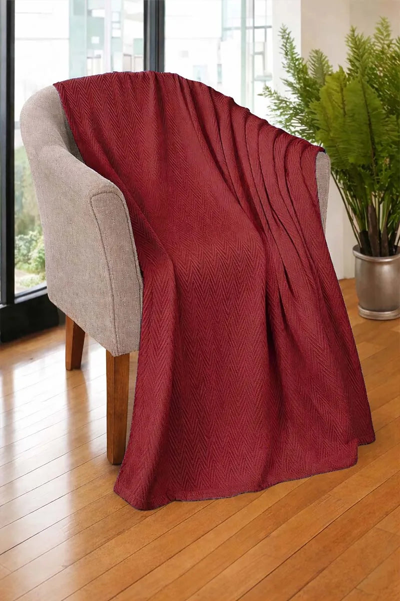 Zig-Zag Chevron Cotton Thermal Blanket – All-Season Cozy Throw