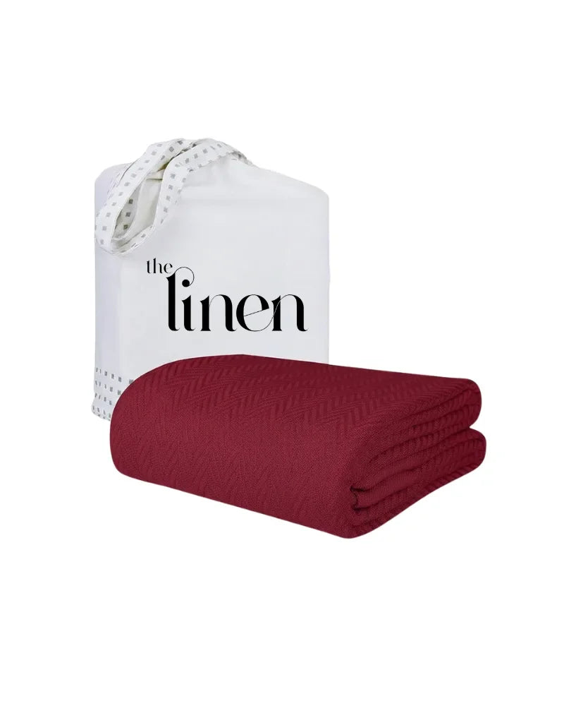 ULTRA SOFT THERMAL BLANKET – Maroon (Double Bed 210x240 cm) | 100% Cotton Weave | Four-Season Comfort | 250 GSM
