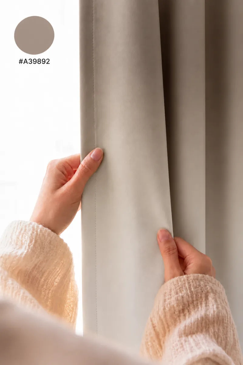 Warm Taupe (#A39892) Frosted Ombre Velvet Curtains – Set of 2 Panels