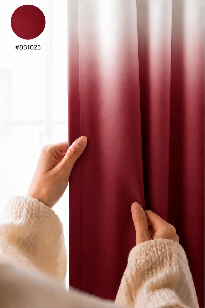 Ruby Red (#8B1025) Dip-Dye Ombre Velvet Curtains – Set of 2 Panels