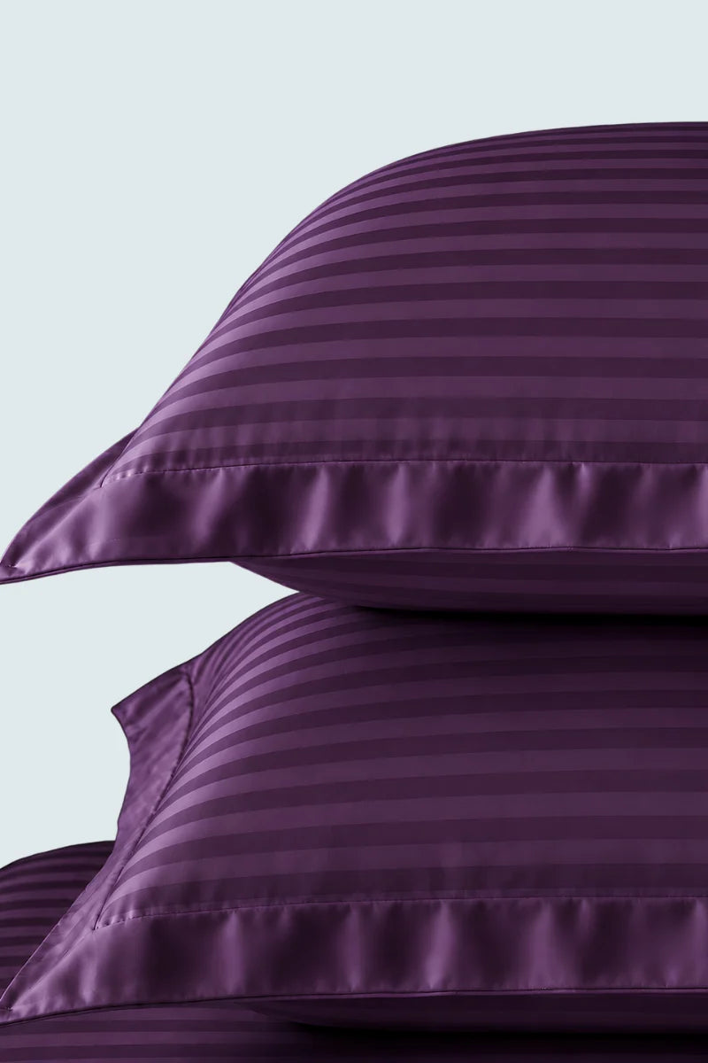 Deep Purple Stripe Fitted Bedsheet - King Size