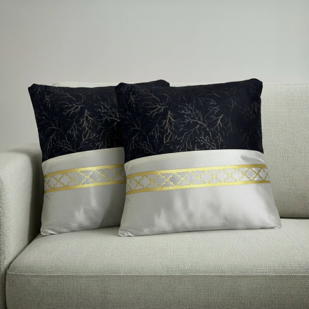 Dual-Tone Marble Velvet Cushion – Elegant Finish & Hidden Zip (Pack of 2)