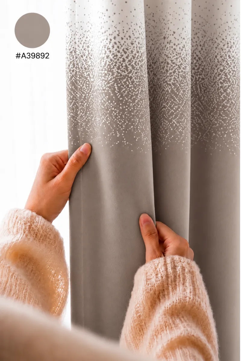 Warm Taupe (#A39892) Speckled Ombre Velvet Curtains – Set of 2 Panels