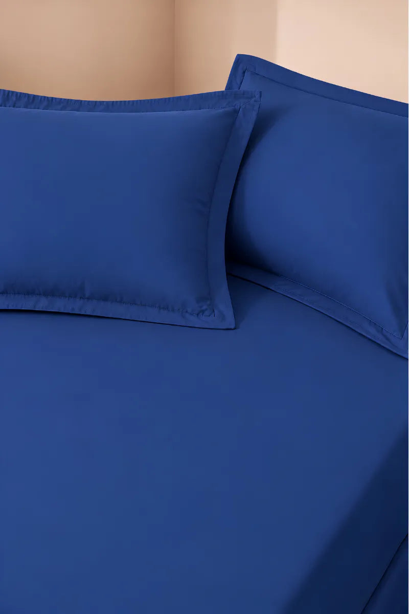 Royal Blue Solid 3-Piece Bedsheet Set