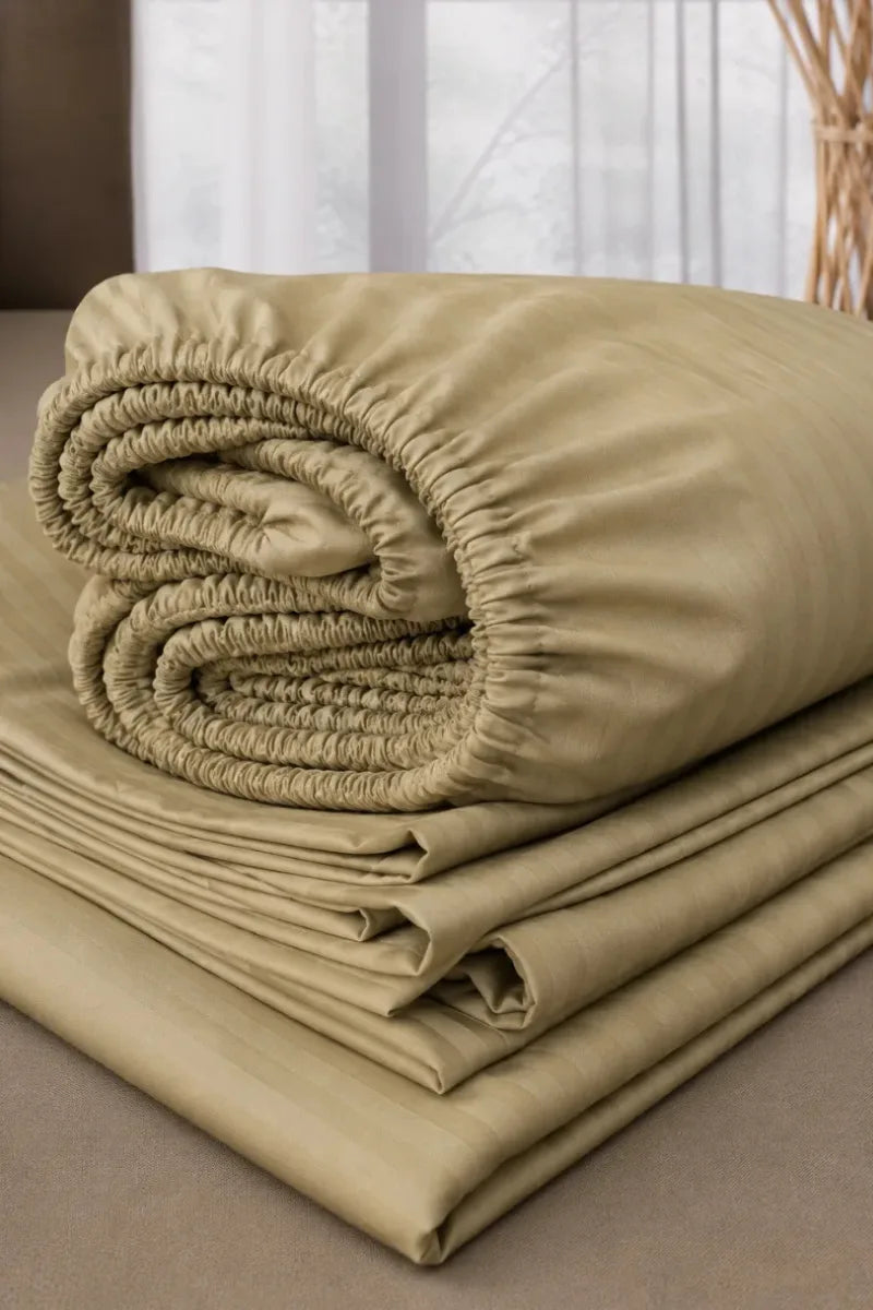 Khaki Quilt Cover Set (6PCS - King Size)