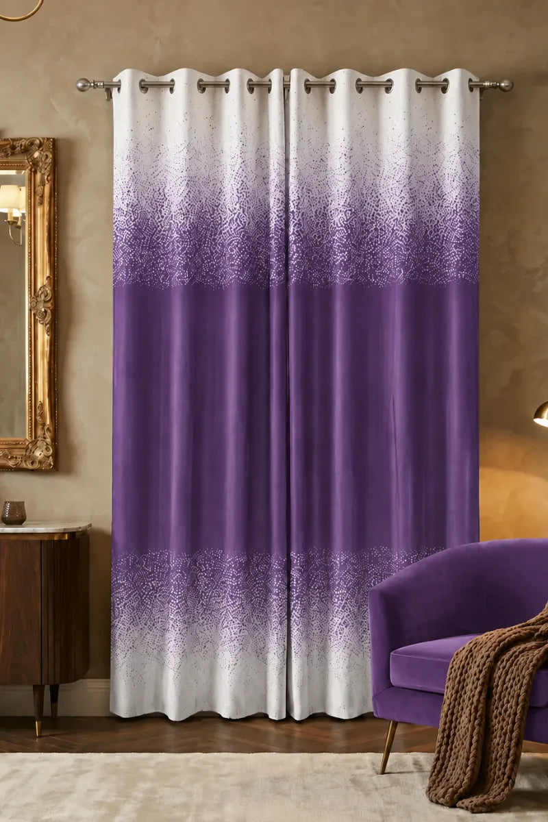 Royal Purple (#614384) Speckled Ombre Velvet Curtains – Set of 2 Panels