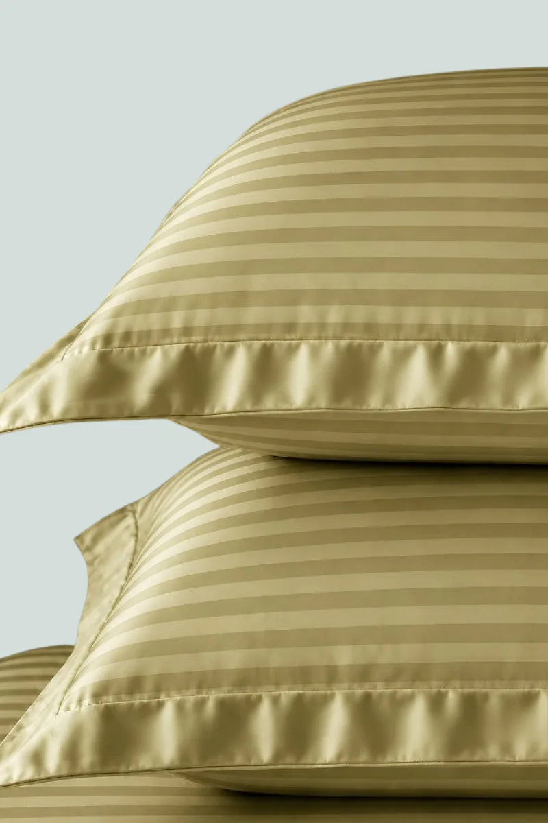 Olive Green Stripe Fitted Bedsheet - King Size