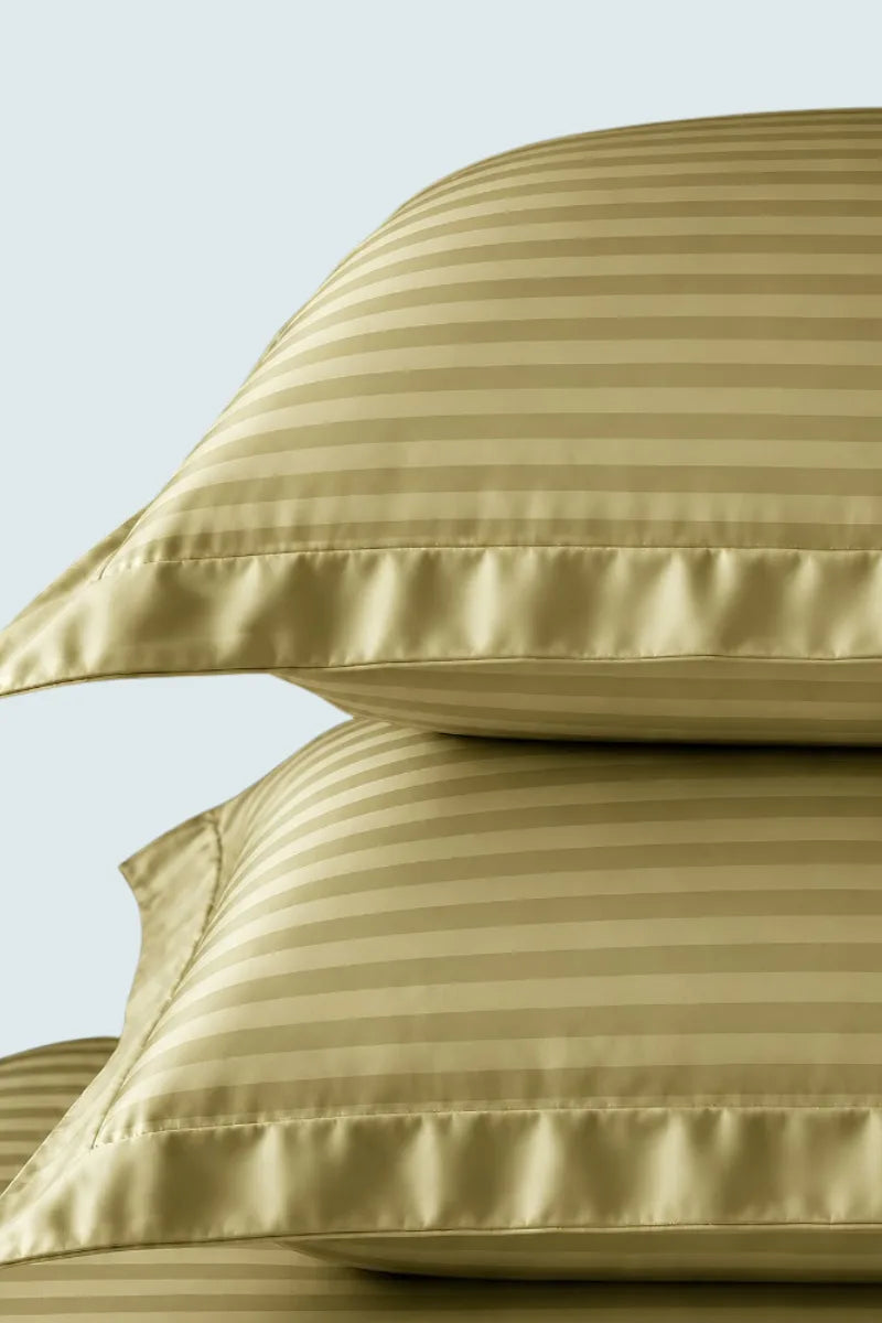 Olive Green Stripe Fitted Bedsheet - King Size