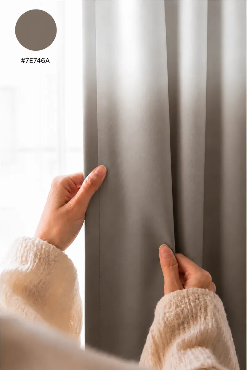 Smoky Taupe (#7E746A) Dip-Dye Ombre Velvet Curtains – Set of 2 Panels