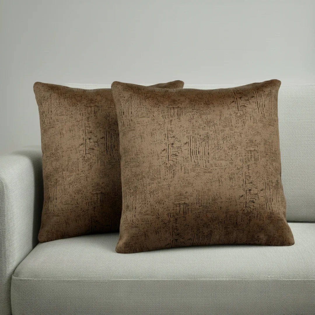 Light Khaki  Textured Velvet Cushion – Luxury Feel & Hidden Zip (Pack of 2)