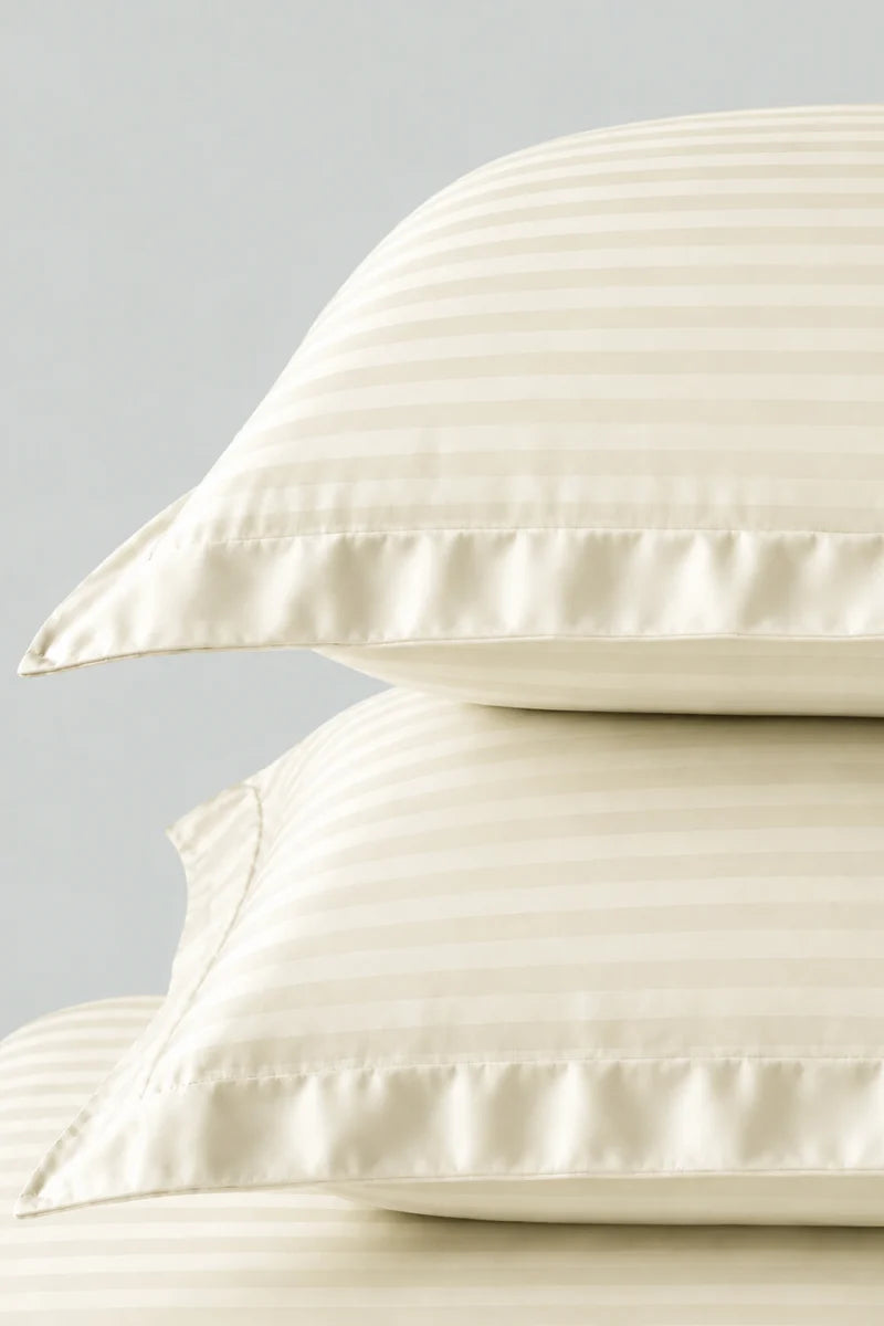 Off White Stripe Fitted Bedsheet - King Size