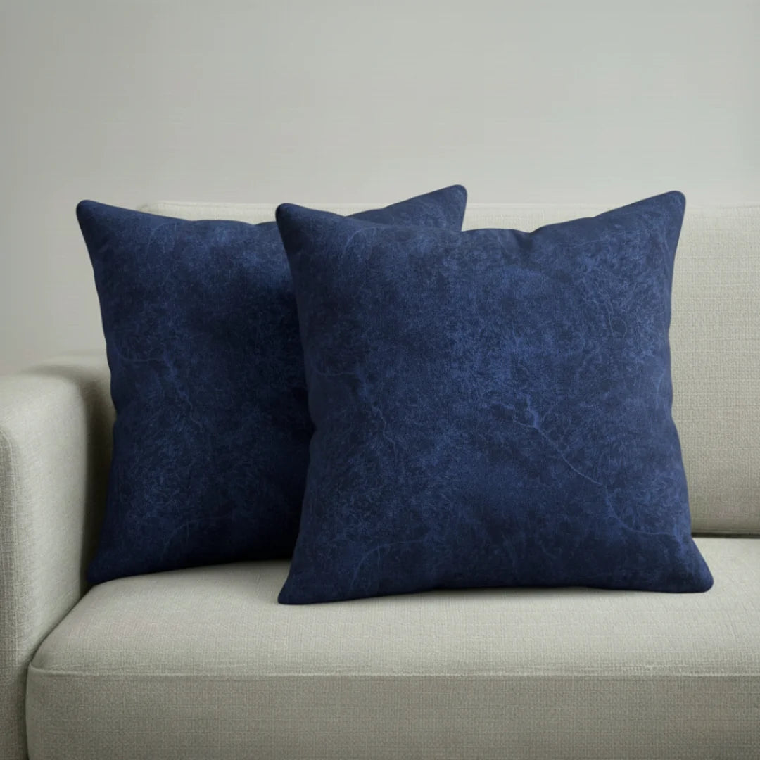 Navy Blue Textured Velvet Cushion – Luxury Feel & Hidden Zip (Pack of 2)