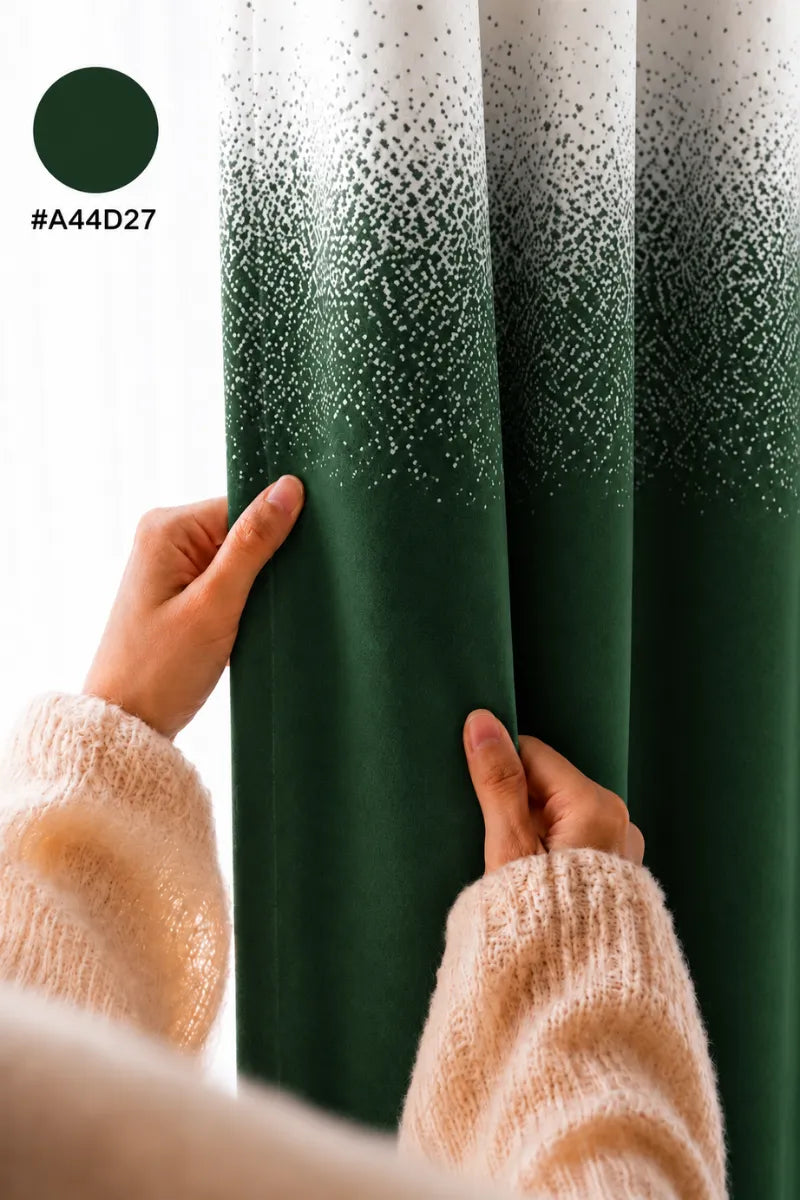 Deep Emerald Green (#A44D27) Speckled Ombre Velvet Curtains – Set of 2 Panels