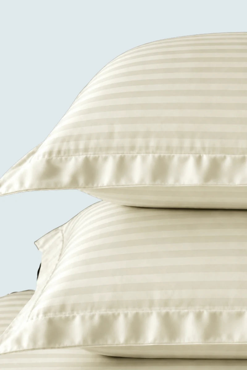 Off White Stripe Fitted Bedsheet - King Size