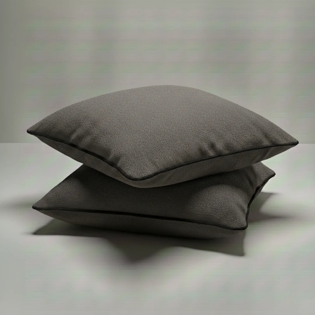 Gray Modern Terry Cushion – Soft Texture & Hidden Zip (Pack of 2)