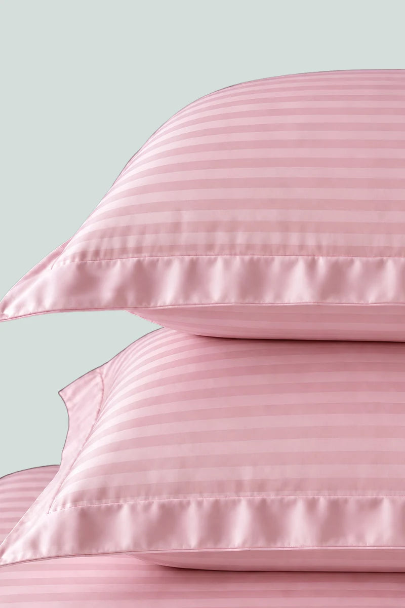 Baby Pink Stripe Fitted Bedsheet - King Size