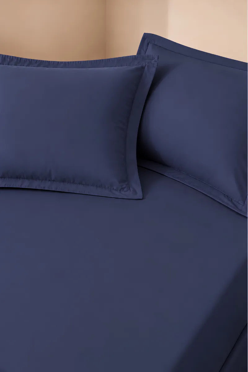 Midnight Blue Solid 3-Piece Bedsheet Set