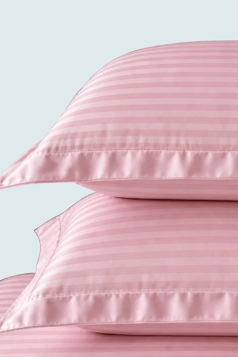Blush Pink 5-Piece Stripe Fitted Bedsheet Set – King Size