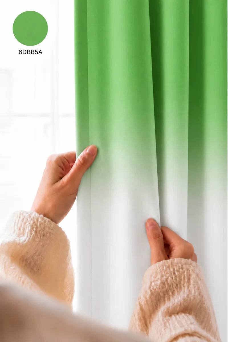 Vibrant Leaf Green (#6DBB5A) Frosted Ombre Velvet Curtains – Set of 2 Panels