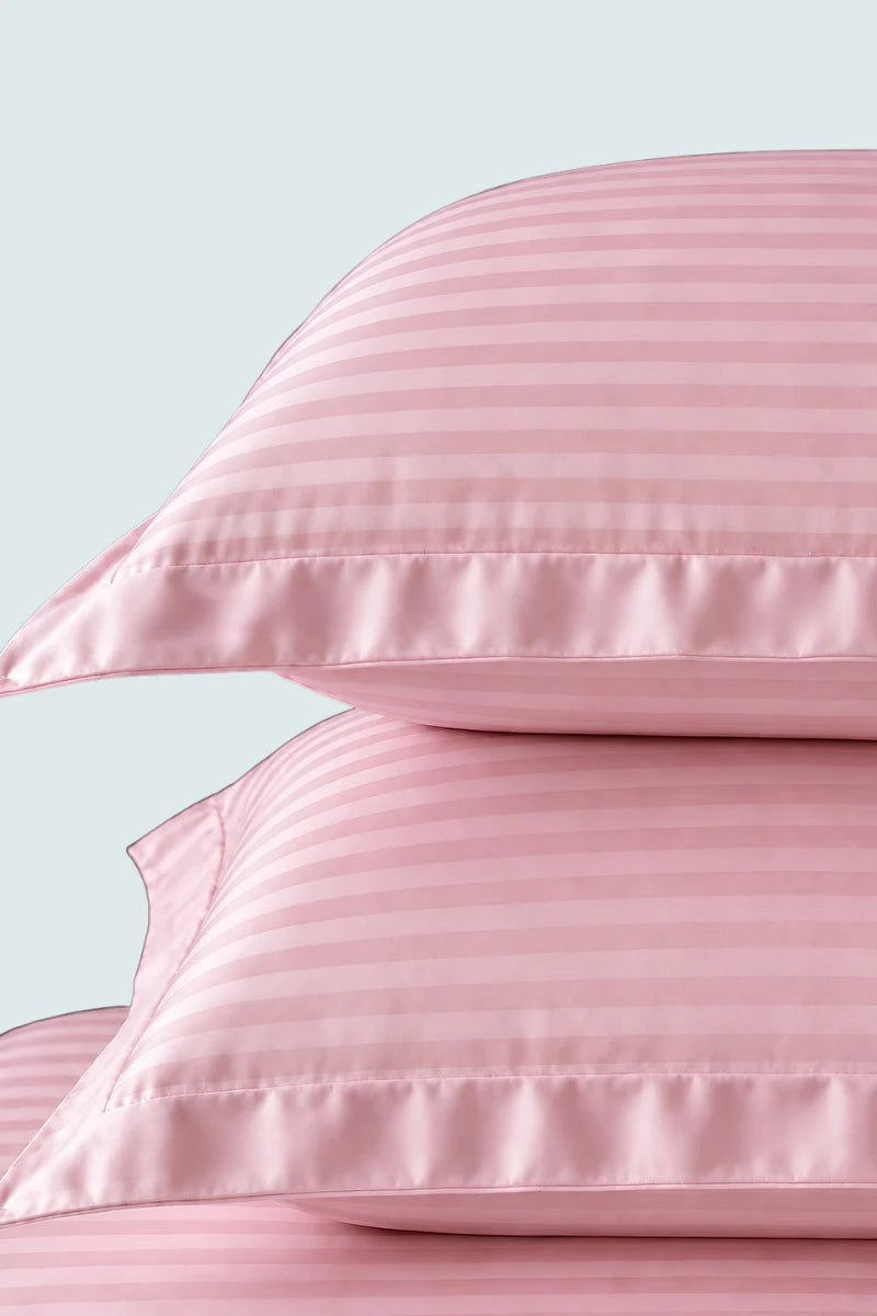 Baby Pink Stripe Fitted Bedsheet - King Size