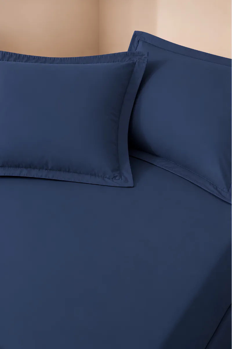 Navy Blue Solid 3-Piece Bedsheet Set