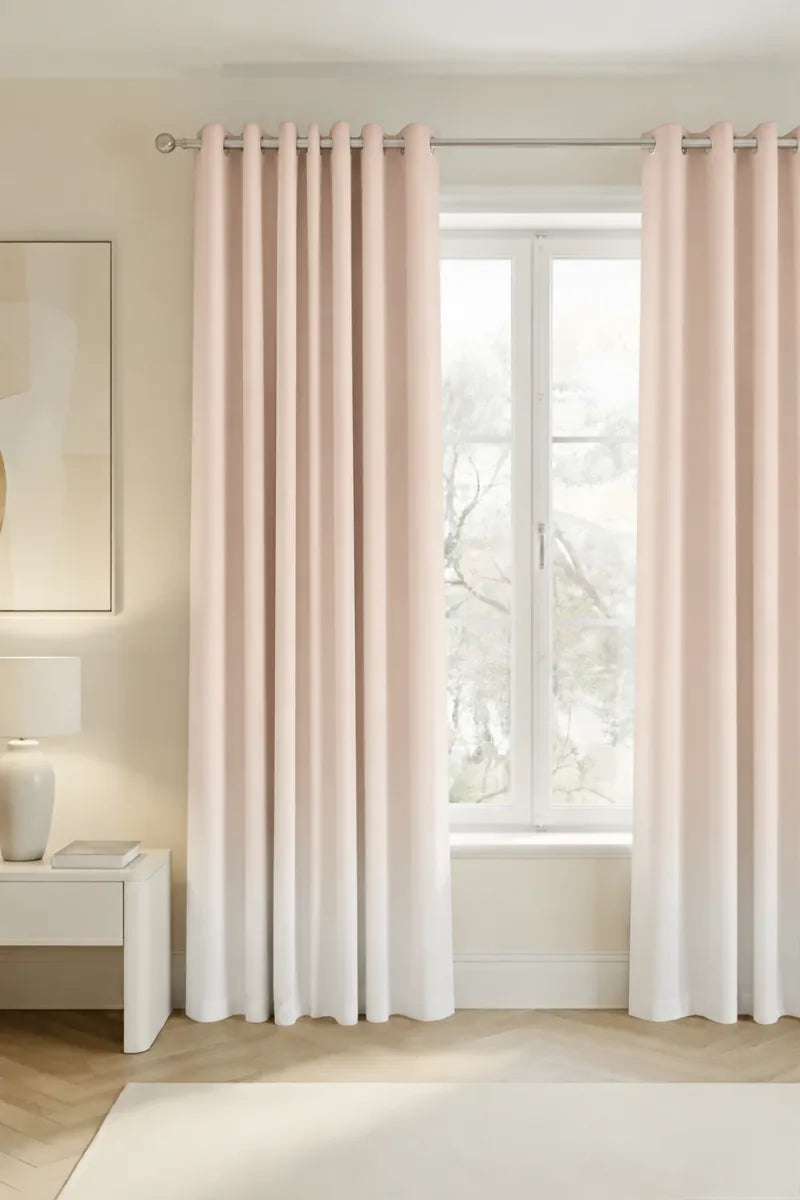 Soft Blush Pink (#ECD8D1) Frosted Ombre Velvet Curtains – Set of 2 Panels