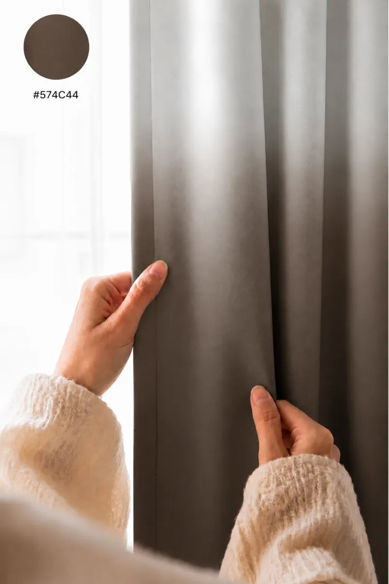 Dark Mocha (#574C44) Dip-Dye Ombre Velvet Curtains – Set of 2 Panels