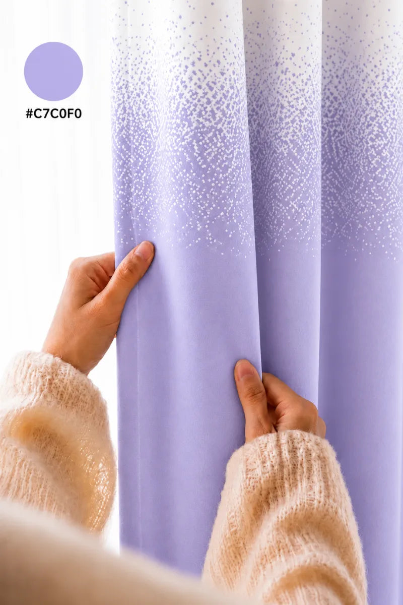 Pastel Lavender (#C7C0F0) Speckled Ombre Velvet Curtains – Set of 2 Panels