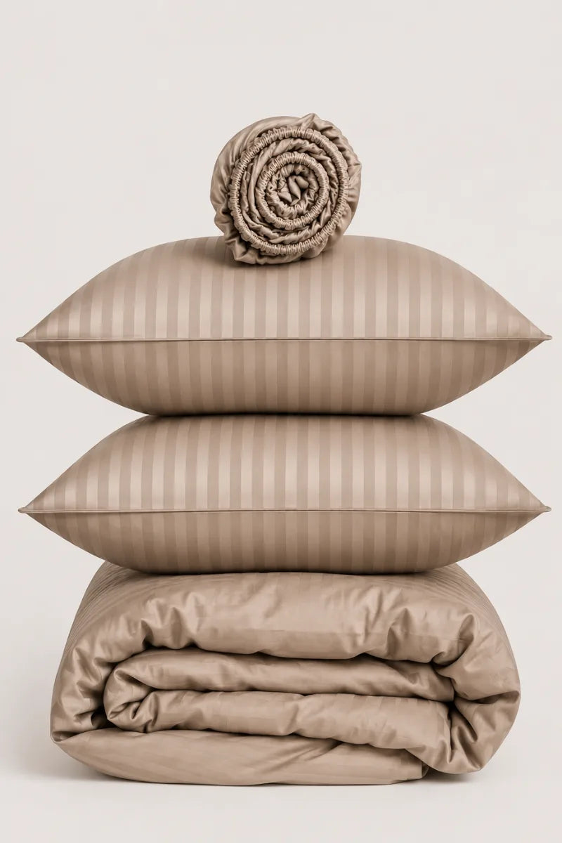 Light Coffee Quilt Cover Set (6PCS - King Size)
