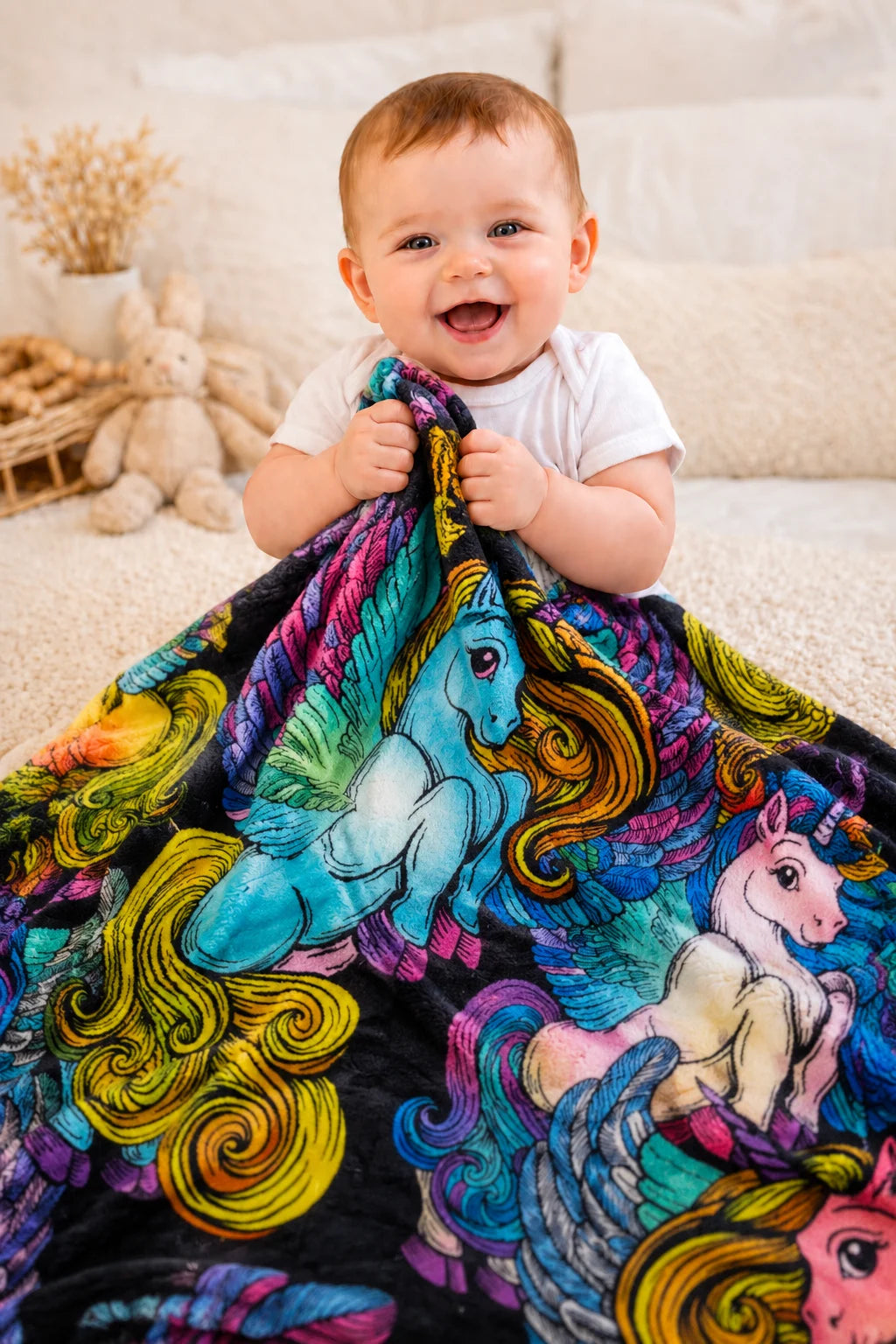 Kids Cartoon Printed Blanket – Soft Fleece Fabric – Size (38" x 28")