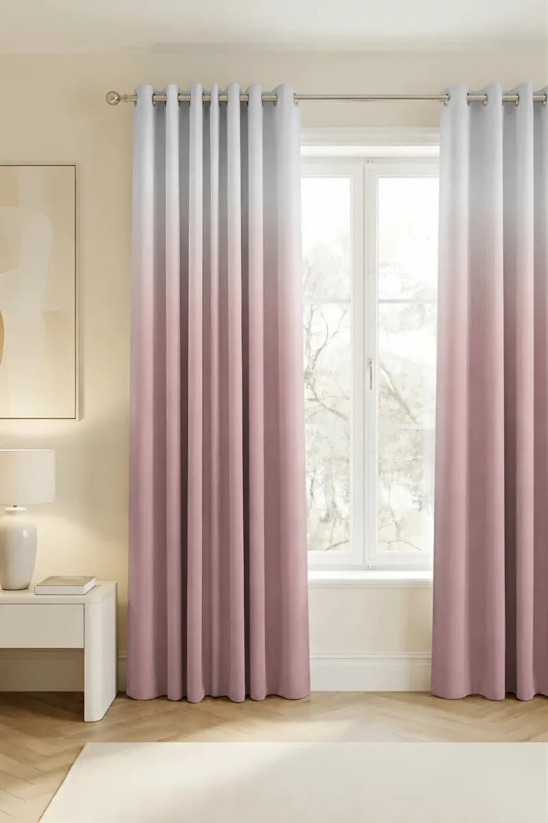 Dusty Rose (#C5A8B0) Dip-Dye Ombre Velvet Curtains – Set of 2 Panels