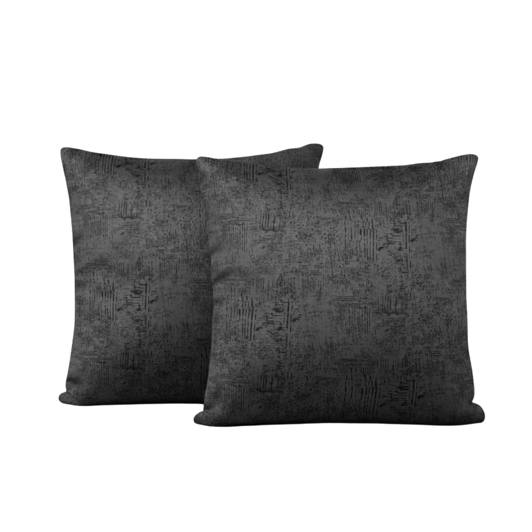 Dark Gray Textured Velvet Cushion – Luxury Feel & Hidden Zip (Pack of 2)